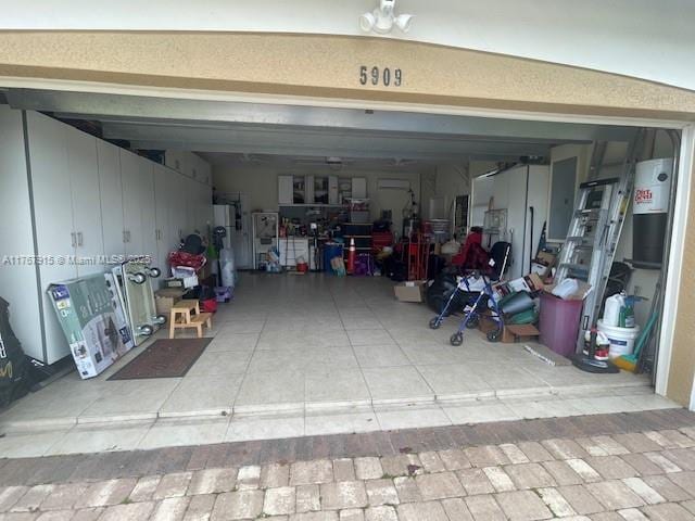 garage with water heater