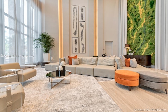 5350 NW 84th Ave Unit 1814, Doral, FL 33166 - living room with a towering ceiling and wood finished floors
