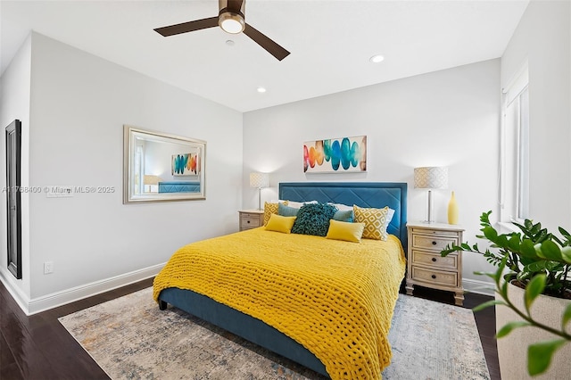 306 NE 8th Ave Unit 306, Fort Lauderdale, FL 33301 - bedroom featuring wood finished floors, baseboards, recessed lighting, and a ceiling fan