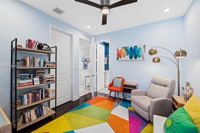 306 NE 8th Ave Unit 306, Fort Lauderdale, FL 33301 - rec room featuring a ceiling fan, wood finished floors, and recessed lighting
