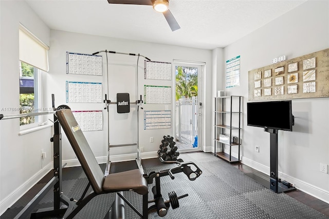 306 NE 8th Ave Unit 306, Fort Lauderdale, FL 33301 - workout area with baseboards and ceiling fan