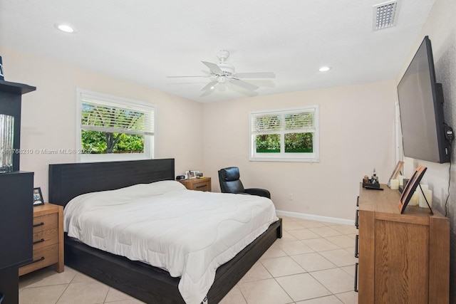 7640 SW 165th Ter, Palmetto Bay, FL 33157 - bedroom featuring baseboards, visible vents, recessed lighting, and light tile patterned floors