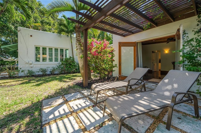 view of patio featuring a pergola