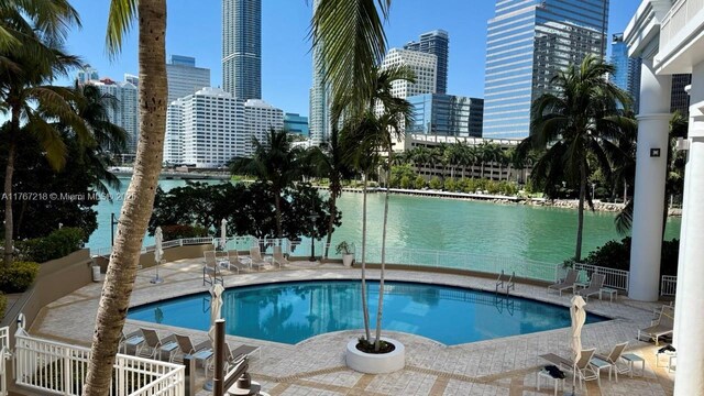 801 Brickell Key Blvd Unit 908, Miami, FL 33131 - community pool with a view of city and a patio area