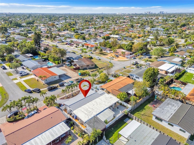 birds eye view of property with a residential view