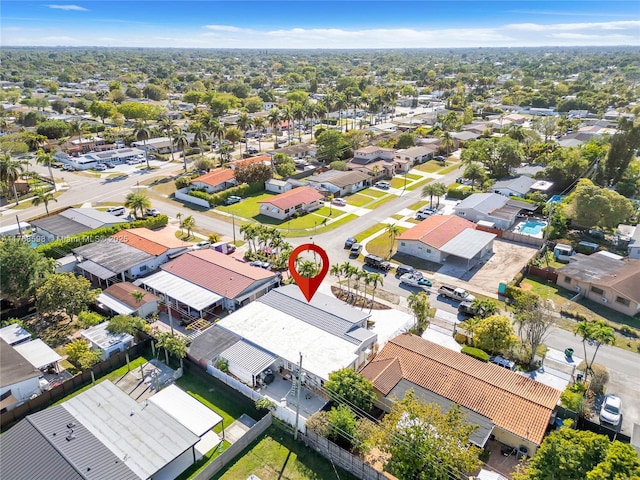birds eye view of property with a residential view