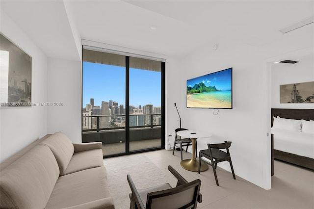 601 NE 1st Ave Unit 4814, Miami, FL 33132 - living area with expansive windows and light tile patterned floors