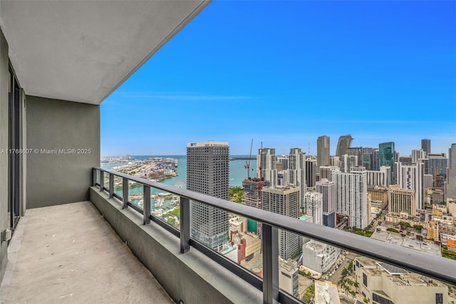 601 NE 1st Ave Unit 4814, Miami, FL 33132 - balcony featuring a view of skyline and a water view