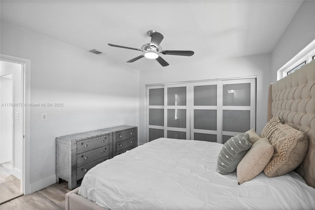 1221 NE 87th St, Miami, FL 33138 - bedroom with baseboards, ceiling fan, wood finished floors, and visible vents