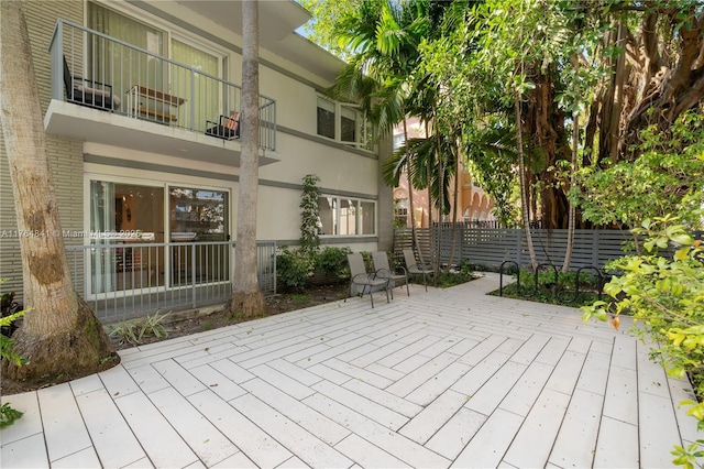 740 Meridian Ave Unit 11, Miami Beach, FL 33139 - view of patio / terrace with a balcony and fence