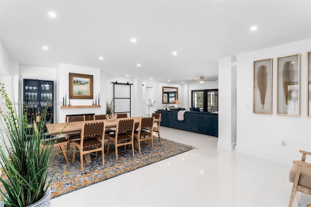 13453 SW 58th Ave, Pinecrest, FL 33156 - tiled dining area featuring recessed lighting and ceiling fan