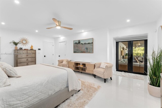 13453 SW 58th Ave, Pinecrest, FL 33156 - bedroom featuring recessed lighting, tile patterned floors, and a ceiling fan