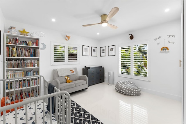 13453 SW 58th Ave, Pinecrest, FL 33156 - bedroom featuring a nursery area, recessed lighting, and ceiling fan