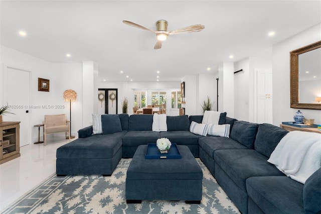13453 SW 58th Ave, Pinecrest, FL 33156 - living room featuring recessed lighting and a ceiling fan