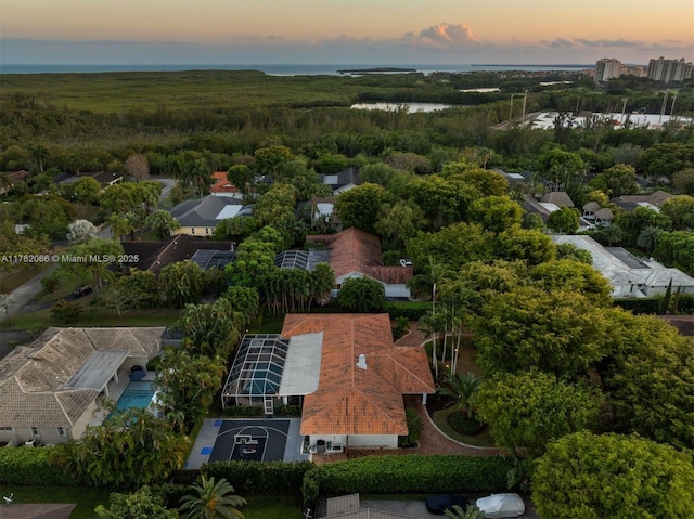 13453 SW 58th Ave, Pinecrest, FL 33156 - aerial view at dusk of a water view