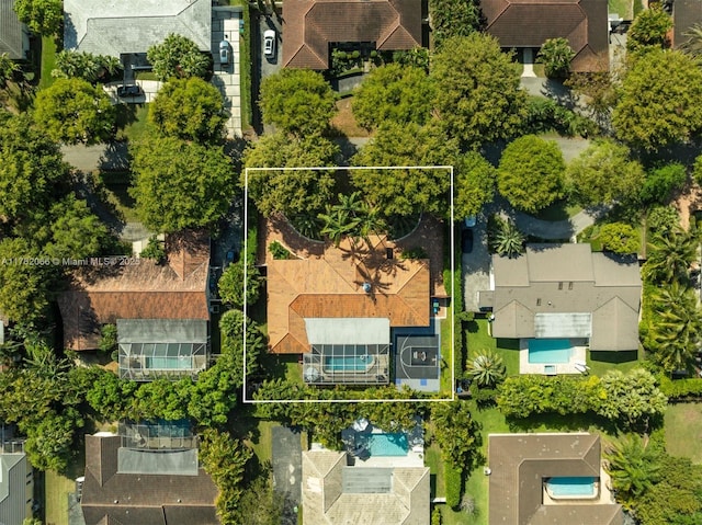 13453 SW 58th Ave, Pinecrest, FL 33156 - aerial perspective of suburban area featuring property boundaries highlighted
