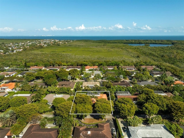 13453 SW 58th Ave, Pinecrest, FL 33156 - aerial view of residential area with property parcel outlined and a nearby body of water