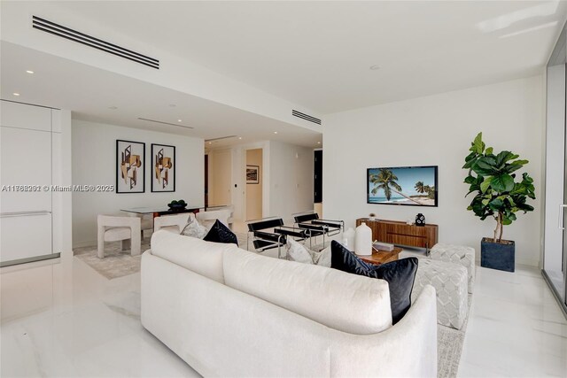 300 Biscayne Blvd Way Unit 3707, Miami, FL 33131 - living room featuring recessed lighting, visible vents, and marble finish floor