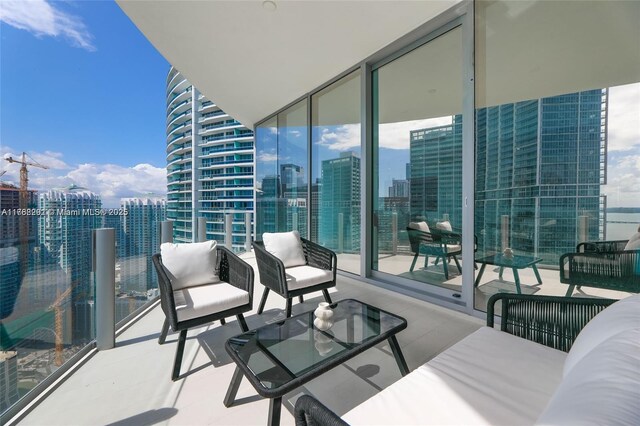 300 Biscayne Blvd Way Unit 3707, Miami, FL 33131 - balcony featuring outdoor lounge area and a view of city