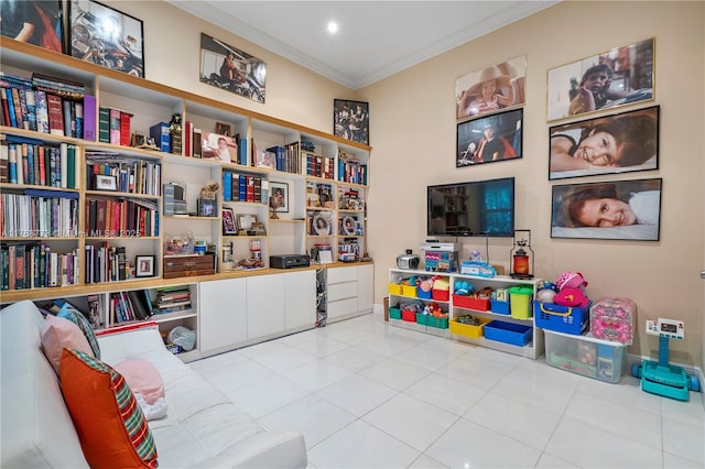 21109 NE 38th Ave Unit 74, Aventura, FL 33180 - playroom featuring tile patterned flooring, baseboards, and ornamental molding