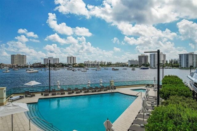 550 SE 5th Ave Unit 606S, Boca Raton, FL 33432 - community pool featuring a water view and a city view
