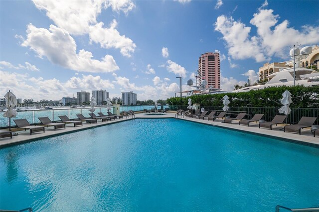 550 SE 5th Ave Unit 606S, Boca Raton, FL 33432 - community pool featuring a view of city and a patio