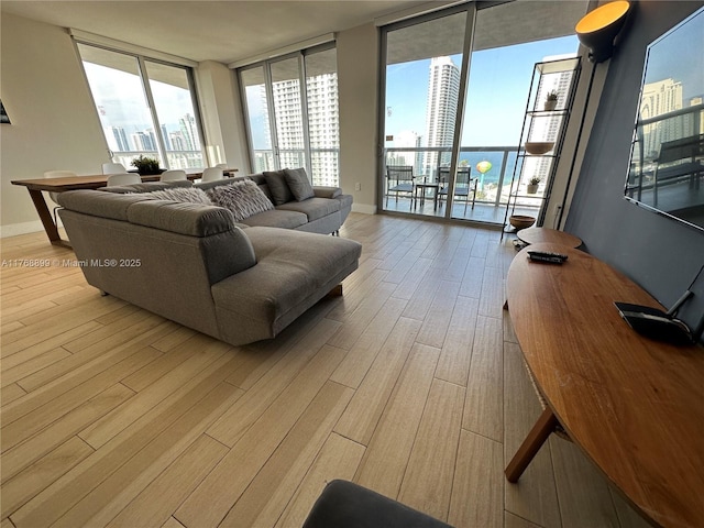 2600 E Hallandale Beach Blvd Unit T2202, Hallandale Beach, FL 33009 - living room with baseboards, plenty of natural light, and light wood finished floors