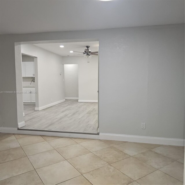 442 SW 22nd Ave, Fort Lauderdale, FL 33312 - empty room featuring a ceiling fan, recessed lighting, baseboards, and light tile patterned flooring