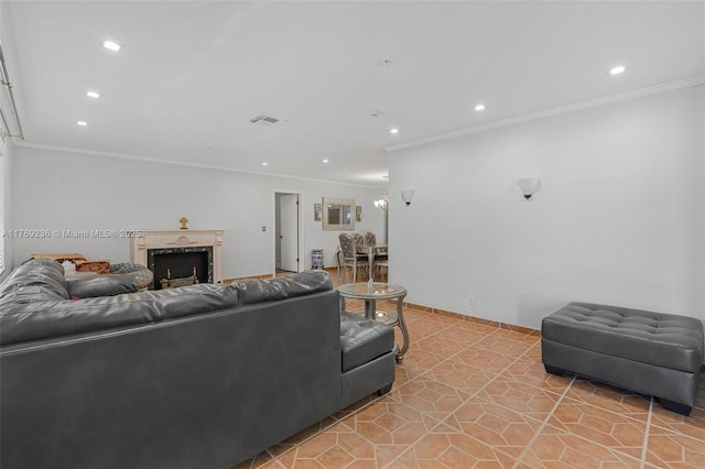 2525 SW 86th Ave, Davie, FL 33324 - living area with ornamental molding, visible vents, and recessed lighting