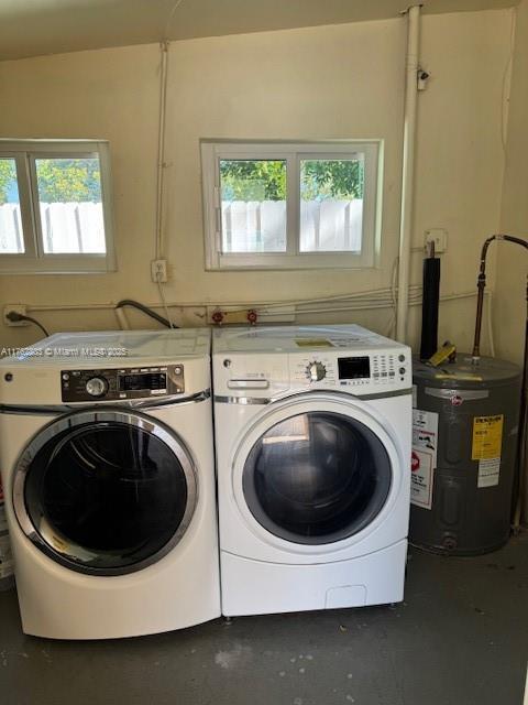 1025 NE 3rd Ave, Fort Lauderdale, FL 33304 - washroom with separate washer and dryer, electric water heater, and laundry area