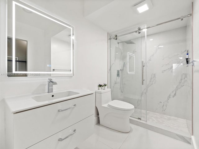 200 Diplomat Pkwy Unit 424, Hallandale Beach, FL 33009 - full bath featuring a marble finish shower, toilet, and vanity