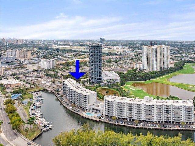200 Diplomat Pkwy Unit 424, Hallandale Beach, FL 33009 - birds eye view of property featuring a city view and a water view