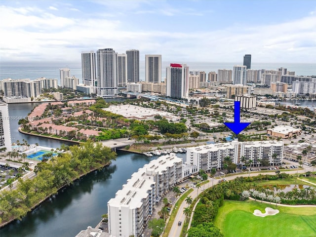 200 Diplomat Pkwy Unit 424, Hallandale Beach, FL 33009 - aerial view featuring a city view and a water view