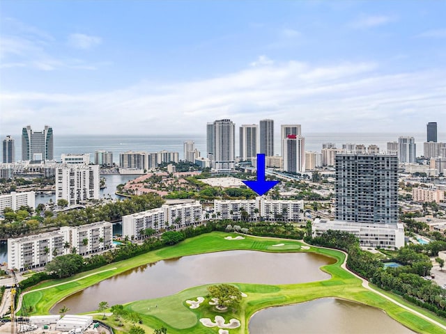 200 Diplomat Pkwy Unit 424, Hallandale Beach, FL 33009 - aerial view with golf course view, a water view, and a view of city