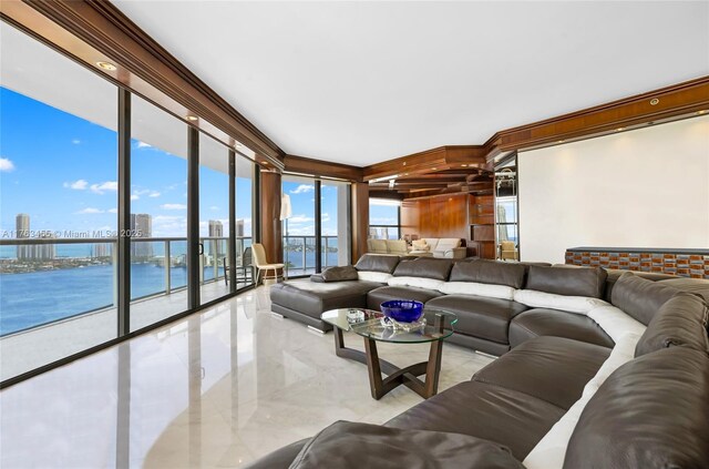4000 Island Blvd Unit Ph6, Aventura, FL 33160 - living area with a water view and marble finish floor