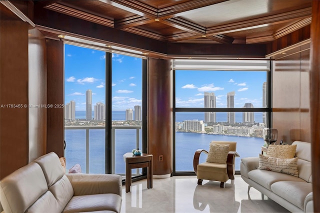 4000 Island Blvd Unit Ph6, Aventura, FL 33160 - living room featuring a view of city, a healthy amount of sunlight, and a water view