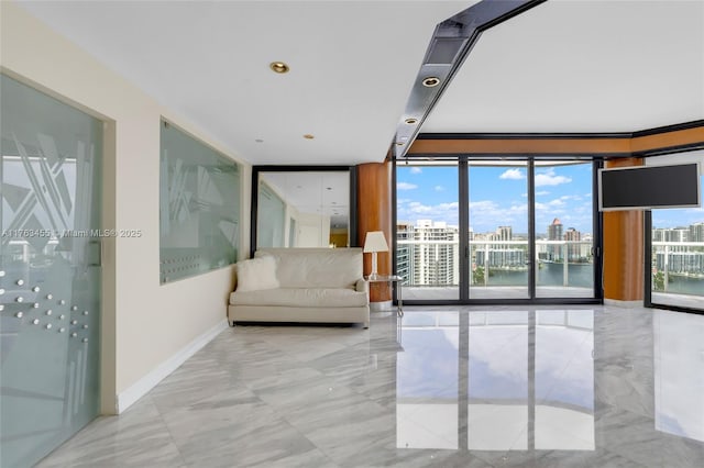 4000 Island Blvd Unit Ph6, Aventura, FL 33160 - unfurnished living room with marble finish floor and baseboards