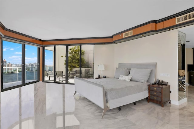 4000 Island Blvd Unit Ph6, Aventura, FL 33160 - bedroom featuring access to exterior, crown molding, and a city view