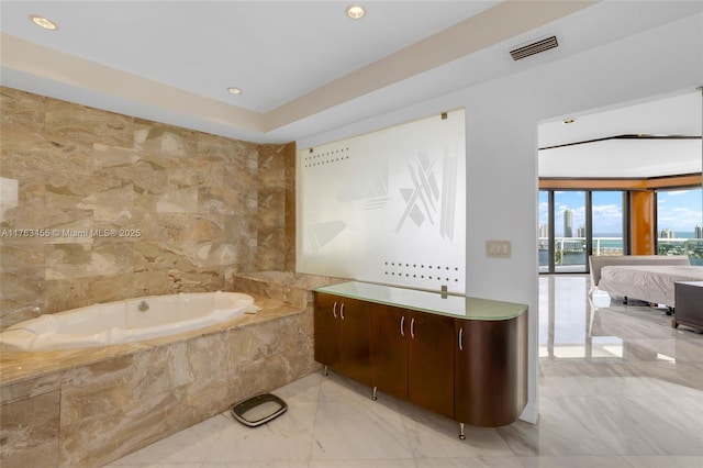 4000 Island Blvd Unit Ph6, Aventura, FL 33160 - ensuite bathroom featuring ensuite bathroom, visible vents, marble finish floor, recessed lighting, and a garden tub