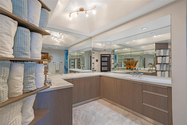 4000 Island Blvd Unit Ph6, Aventura, FL 33160 - bathroom with an enclosed shower, marble finish floor, and vanity