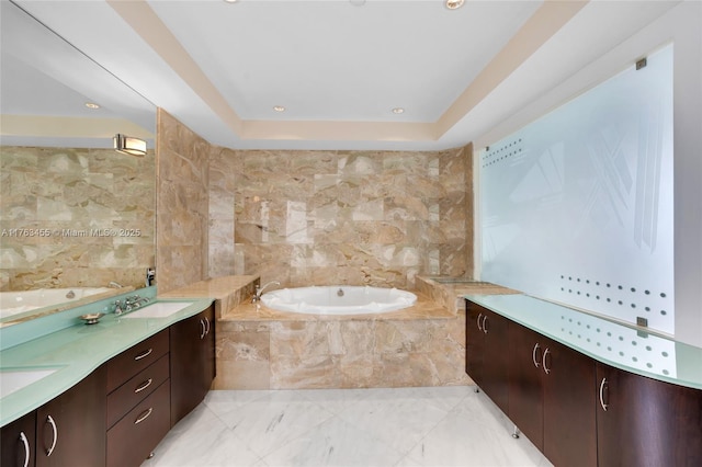 4000 Island Blvd Unit Ph6, Aventura, FL 33160 - full bath with tile walls, marble finish floor, a sink, double vanity, and a bath