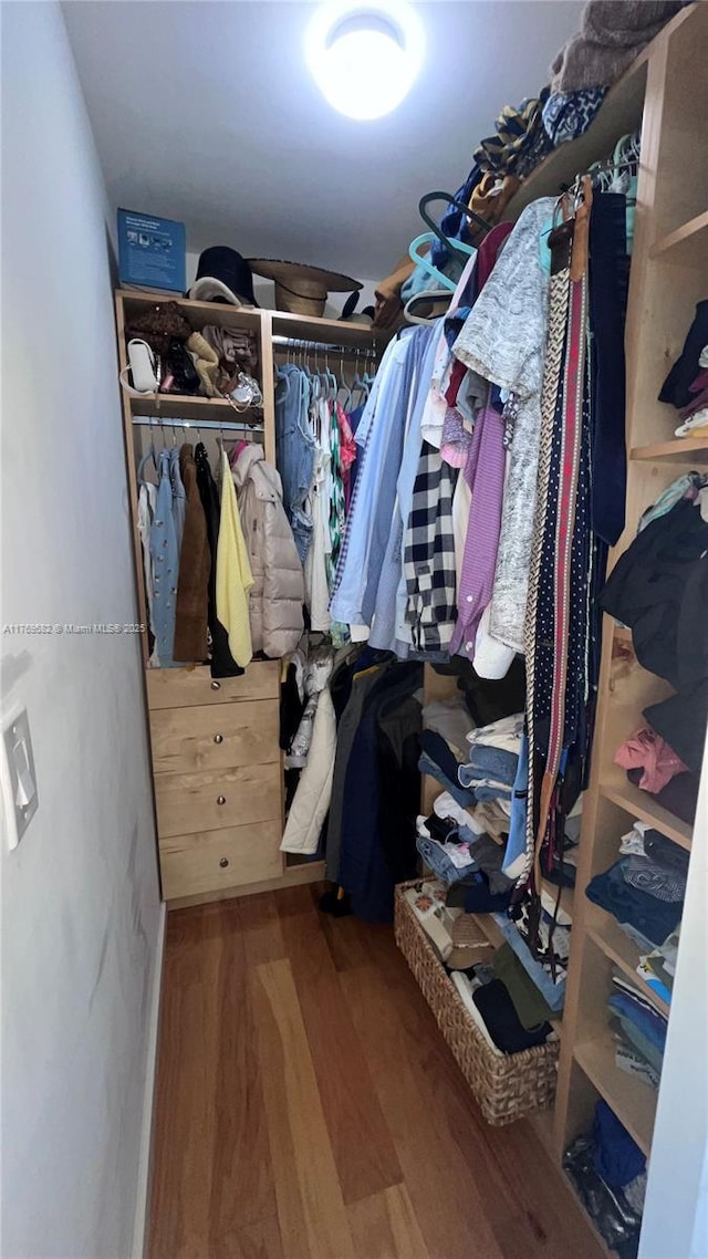spacious closet with wood finished floors