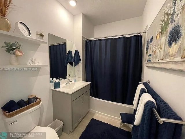 14531 Bretton Woods Trce, Delray Beach, FL 33446 - full bath featuring vanity, toilet, shower / bathtub combination with curtain, and tile patterned flooring