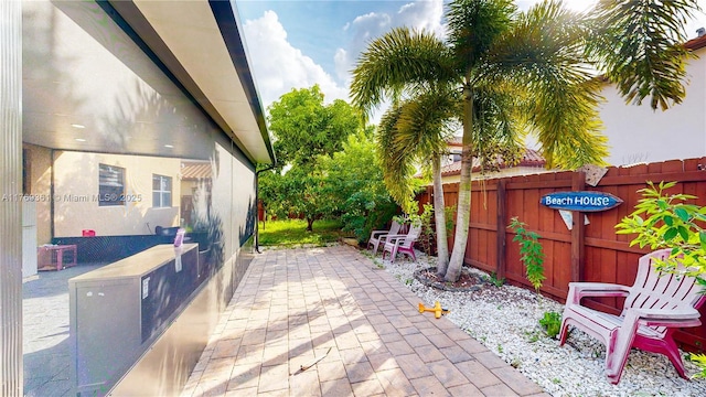 view of patio featuring a fenced backyard