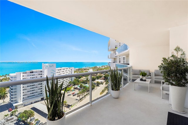 balcony with a water view
