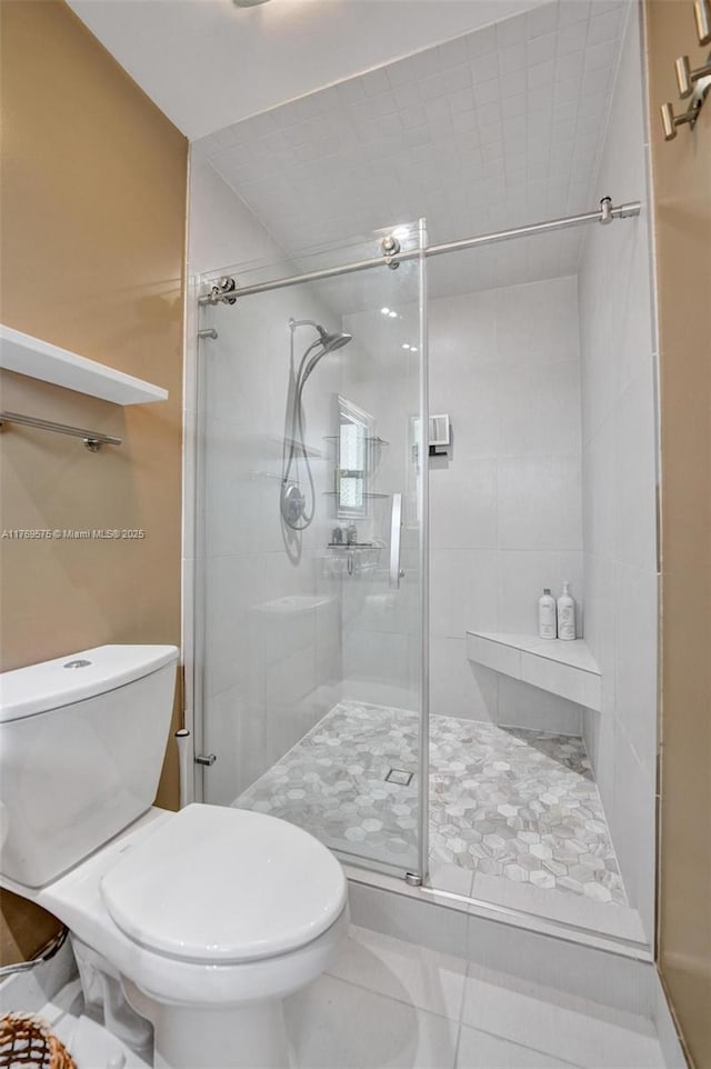 3407 N Longfellow Cir, Hollywood, FL 33021 - bathroom with toilet, a stall shower, and tile patterned floors