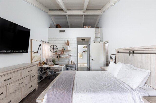9137 Limetree Ln Unit 166, Pembroke Pines, FL 33024 - bedroom featuring dark wood-style floors and beam ceiling