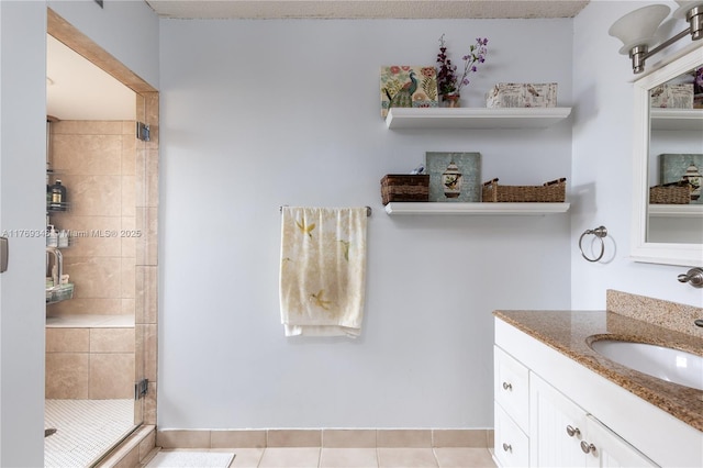 9137 Limetree Ln Unit 166, Pembroke Pines, FL 33024 - bathroom featuring a shower stall, vanity, and tile patterned floors