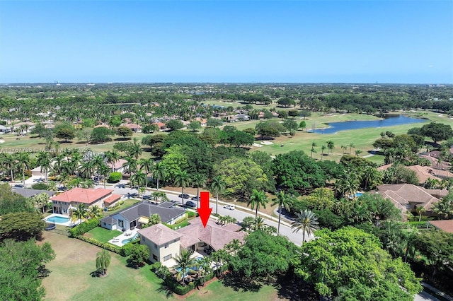 2541 Golf View Dr, Weston, FL 33327 - aerial perspective of suburban area with a large body of water, a local golf course, and a tree filled landscape