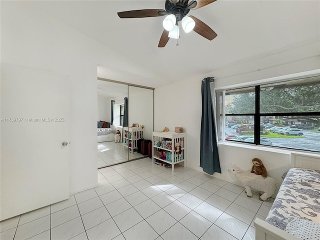 4306 N Carambola Cir N, Coconut Creek, FL 33066 - playroom featuring vaulted ceiling, light tile patterned floors, healthy amount of natural light, and ceiling fan
